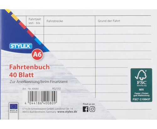 Kfz auto fahrtenbuch - din, a6
