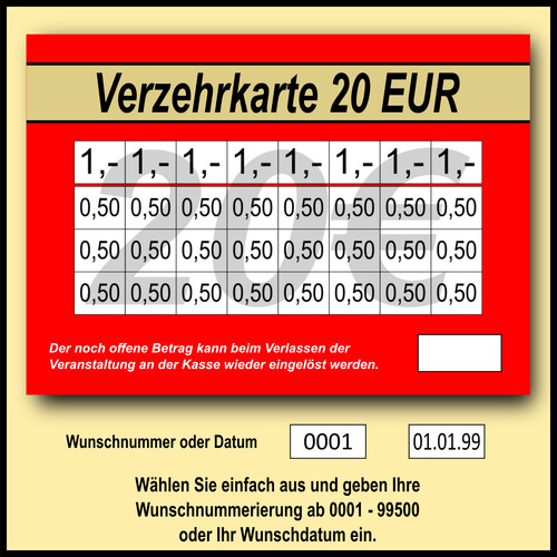 Verzehrkarten wertkarten - verzehrkarten,