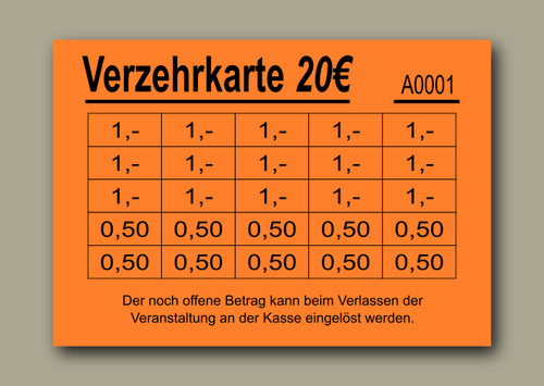 Verzehrkarten wertkarten - wertkarten, 20